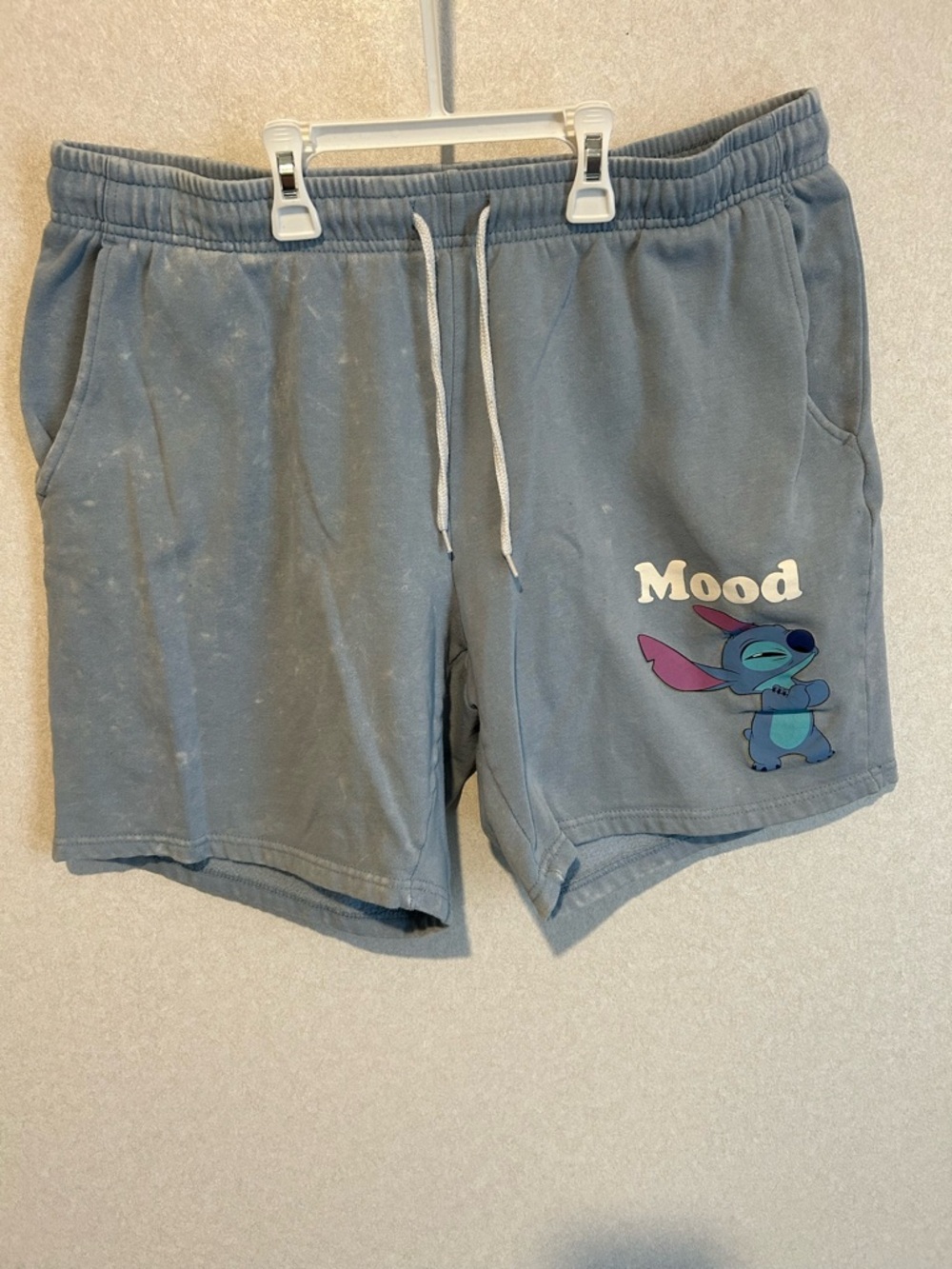 Women’s Disney Stitch Shorts Blue With Tie Dye Effect And Back Pocket, Large